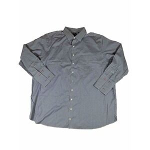 Rochester Plaid Shirt Non-iron Black Blue White‎ Egyptian Cotton Men Sz 20x36/37